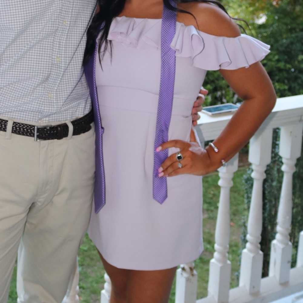 Purple French Connection Off The Shoulder Dress